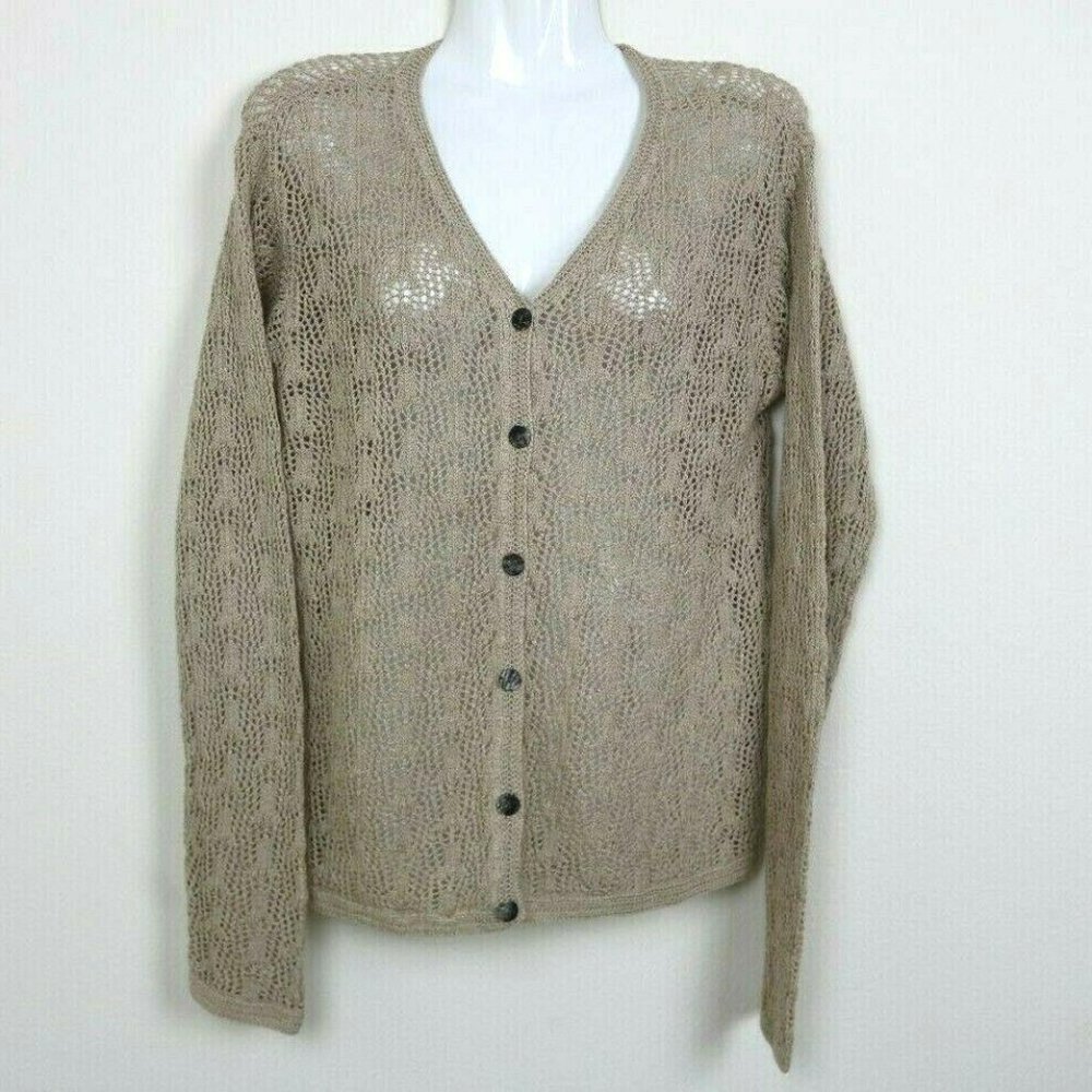Bushwacker Womens Cardigan Long Sleeve Linen Beige